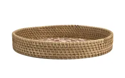 MPLCo Taca dekoracyjna rattanowa 30cm Natural brązowa okrągła Outlet