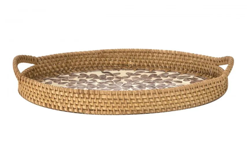 MPLCo Taca dekoracyjna rattanowa 37,5x26x4cm Natural brązowa owalna Clearance