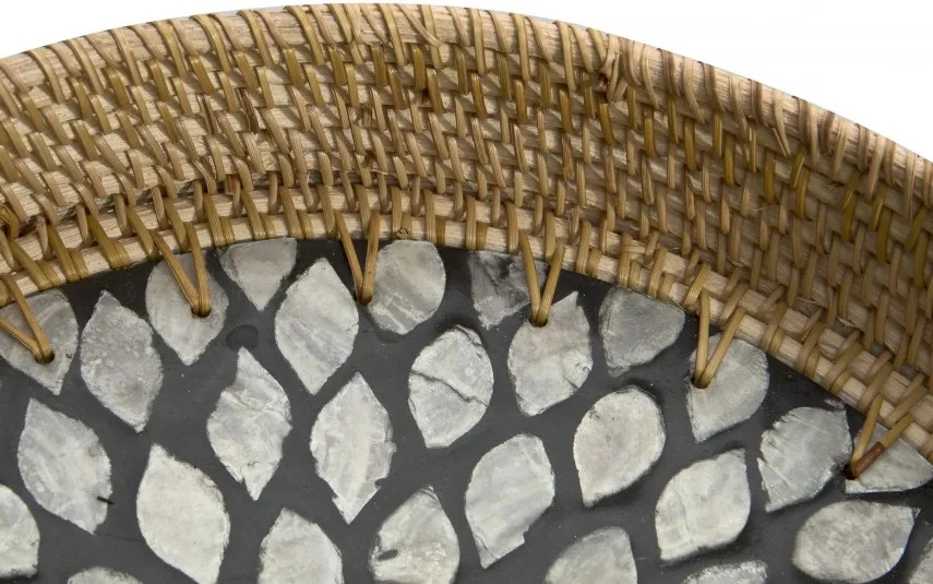 MPLCo Taca dekoracyjna rattanowa 30cm Natural czarna okragła Fashion