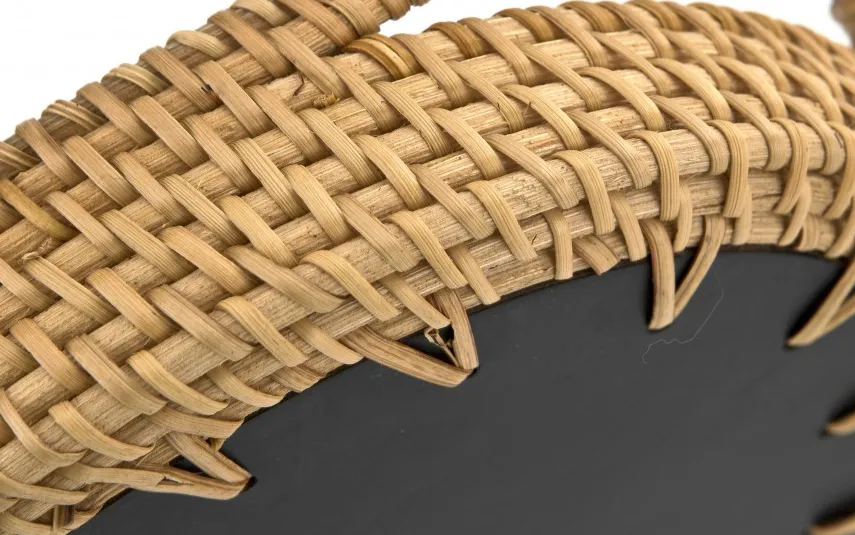 MPLCo Taca dekoracyjna rattanowa 41,5x30x4,5cm Natural turkusowa owalna New
