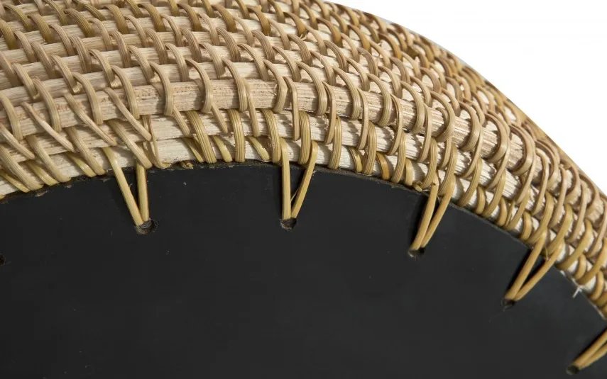 MPLCo Taca dekoracyjna rattanowa 30cm Natural czarna okragła Fashion
