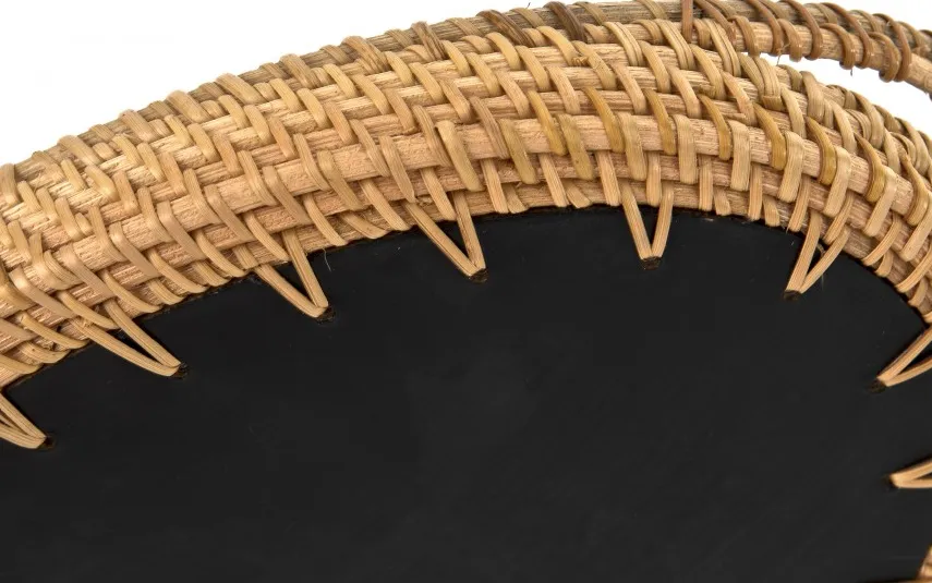 MPLCo Taca dekoracyjna rattanowa 35,5x22x3cm Natural brązowa owalna Hot