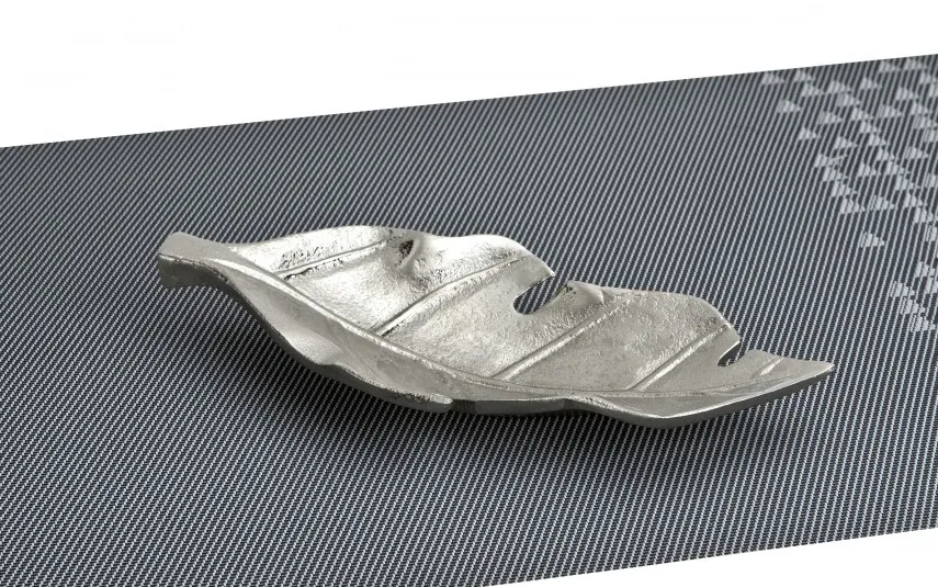Dekor Pap Taca ozdobna patera Liść srebrny 22 cm Best