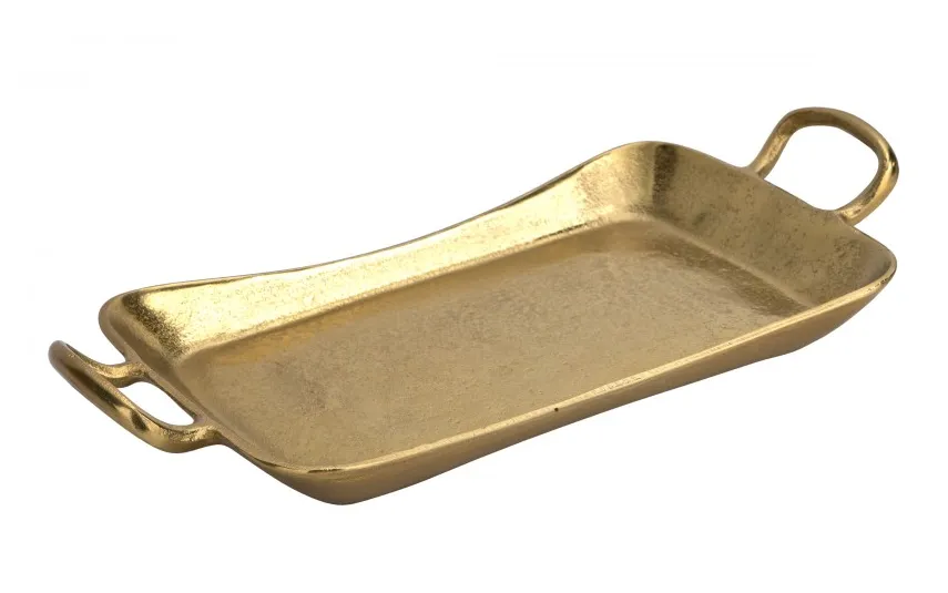 Dekor Pap Taca ozdobna patera metalowa z uchwytem złota 41 cm Hot