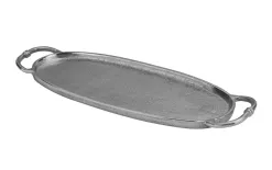 Dekor Pap Taca ozdobna patera metalowa z uchwytem srebrna 43 cm Discount