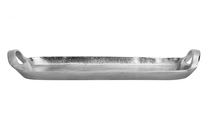 Dekor Pap Taca ozdobna patera metalowa z uchwytem srebrna 40 cm Outlet