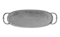 Dekor Pap Taca ozdobna patera metalowa z uchwytem srebrna 43 cm Discount
