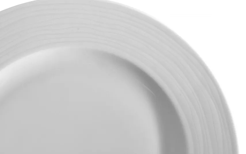 Karolina Talerz deserowy płytki 19 cm prążki Stock biały Clearance