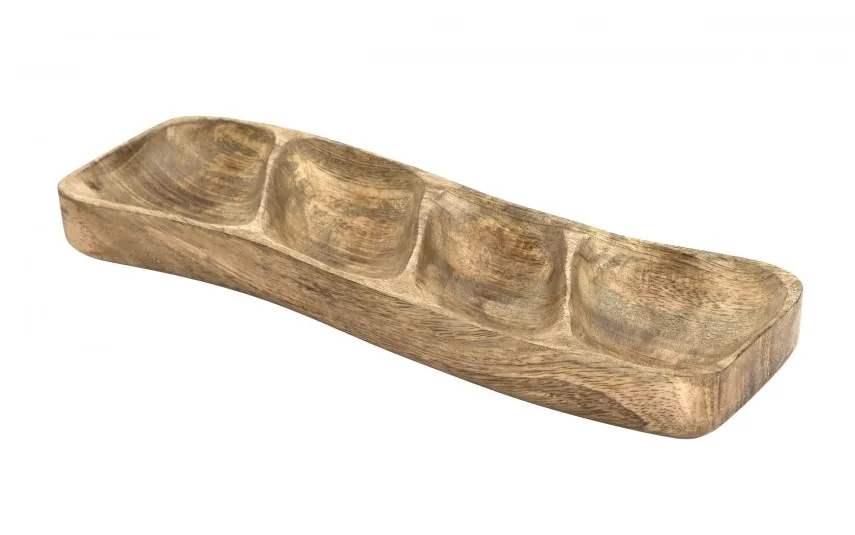 Orion Talerz na przekąski dzielony 35x11 cm drewno mango Outlet