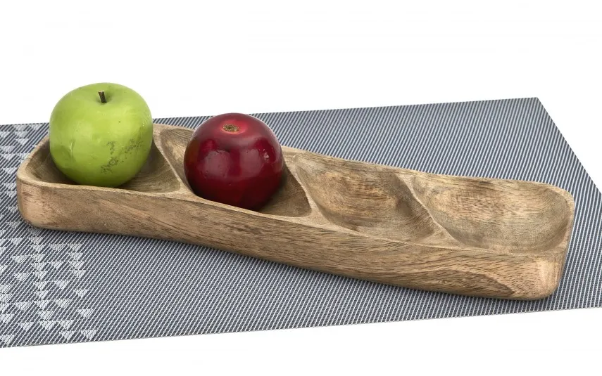 Orion Talerz na przekąski dzielony 35x11 cm drewno mango Outlet