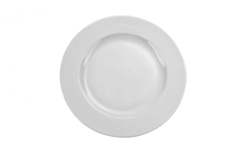 Karolina Talerz płytki 26 cm obiadowy prążki Stock biały Outlet