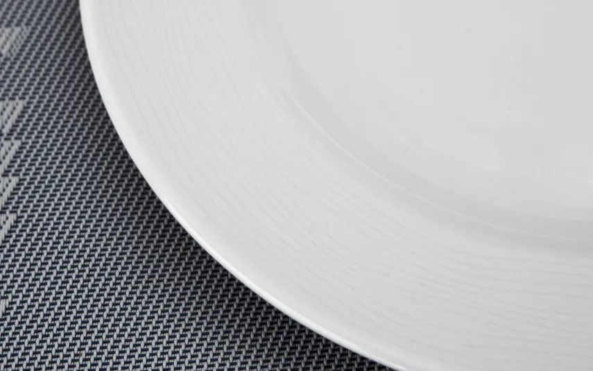 Karolina Talerz płytki 26 cm obiadowy prążki Stock biały Outlet