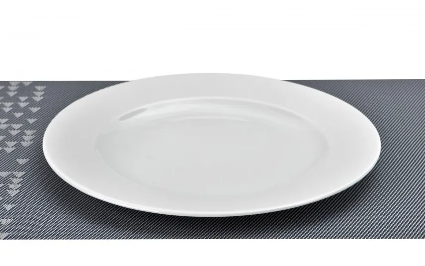 Karolina Talerz płytki 26 cm obiadowy prążki Stock biały Outlet