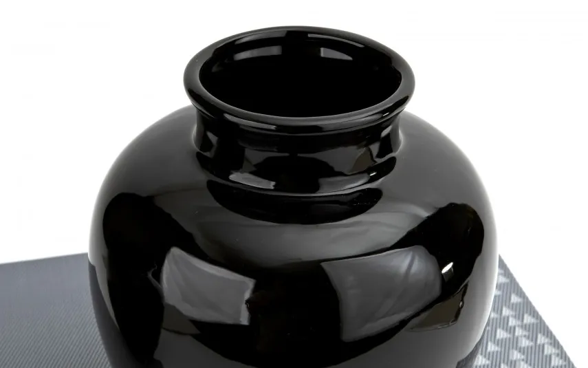Ewax Wazon ceramiczny 26,5 cm czarny niski 8872 Hot