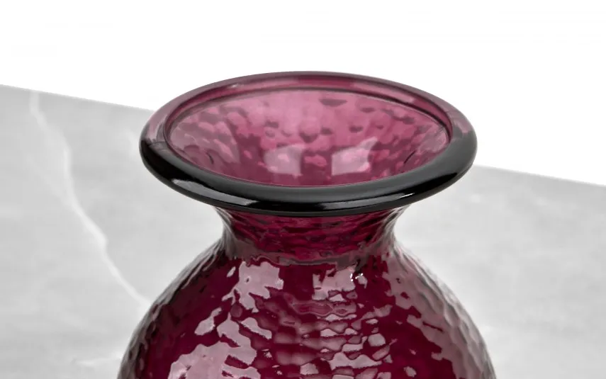 San Miguel Wazon szklany 18,5 cm bordowy 4829 Paradise recykling Fashion
