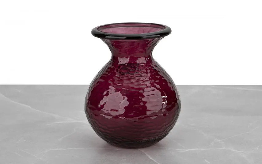 San Miguel Wazon szklany 18,5 cm bordowy 4829 Paradise recykling Fashion