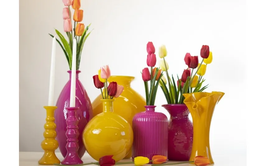 San Miguel Wazon szklany 38 cm różowy recykling New