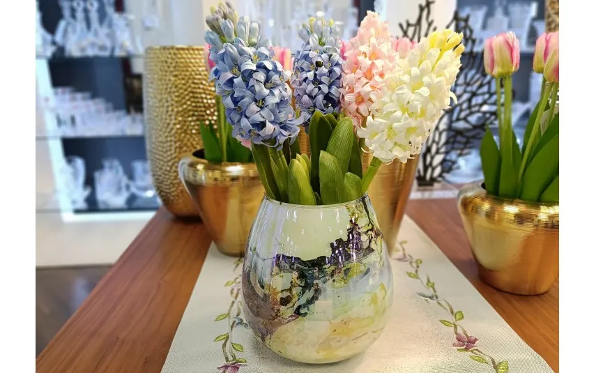 Dekor Pap Wazon szklany 18cm abstrakcja Sale