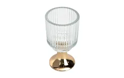 Armir Home Decorations Świecznik szklany ryflowany Kielich 16 cm złoty Online
