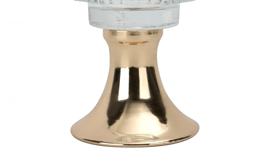 Armir Home Decorations Świecznik szklany ryflowany Kielich 16 cm złoty Online