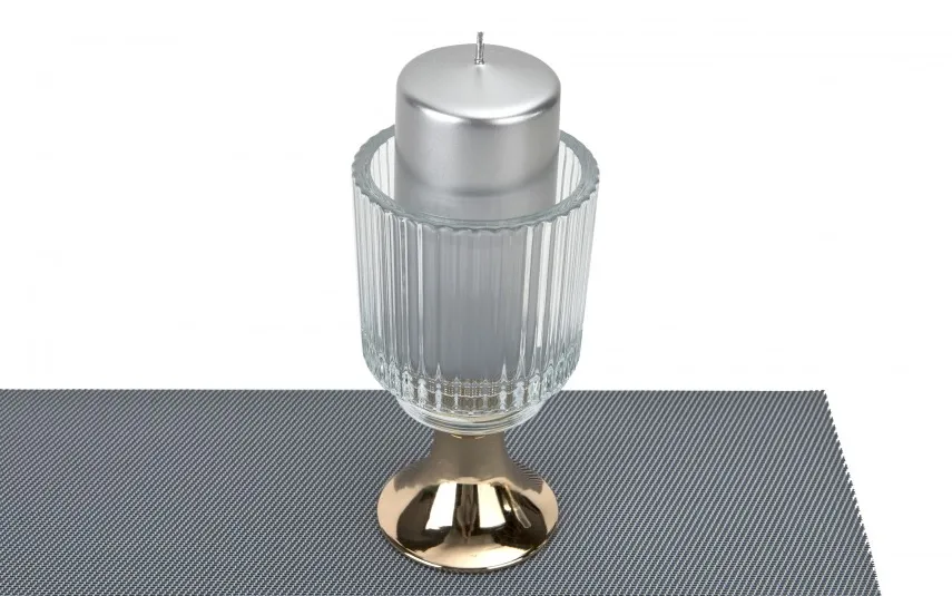 Armir Home Decorations Świecznik szklany ryflowany Kielich 16 cm złoty Online