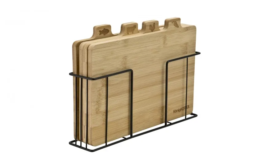 KonigHOFFER Zestaw 4 desek do krojenia ze stojakiem Cedar New