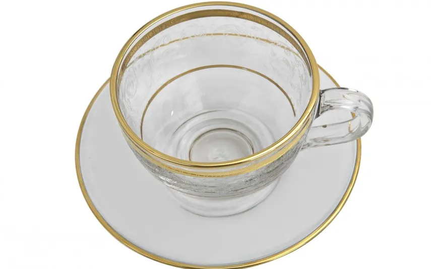 Combi dla Witeks Zestaw 2 filiżanek do cappuccino 230 ml + spodki Dolce Vita Gold Clearance
