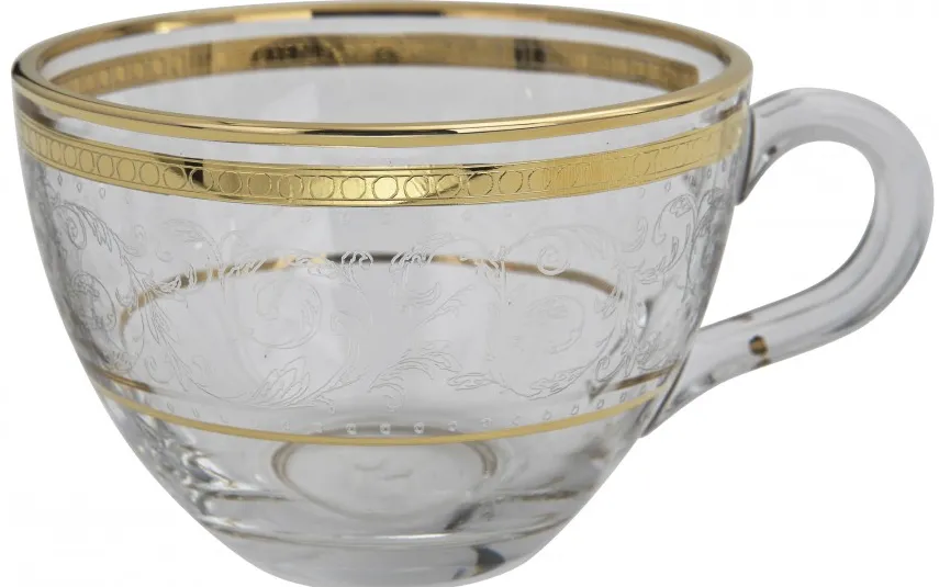 Combi dla Witeks Zestaw 2 filiżanek do cappuccino 230 ml + spodki Dolce Vita Gold Clearance