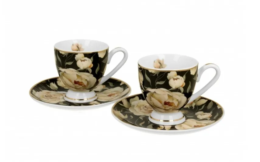 Duo Zestaw 2 filiżanek do espresso 90 ml English Roses Black Discount