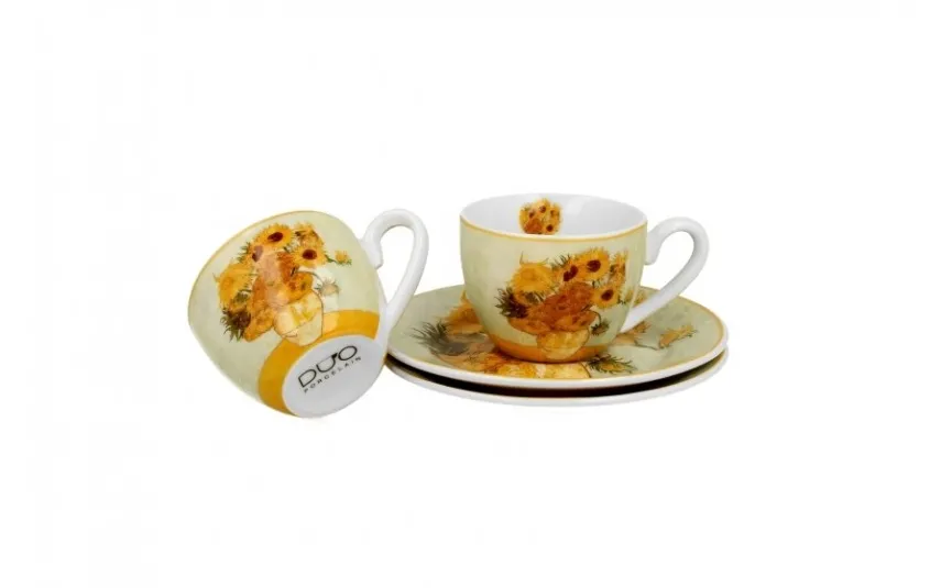 Duo Zestaw 2 filiżanek do espresso 110 ml + spodki Sunflowers Clearance
