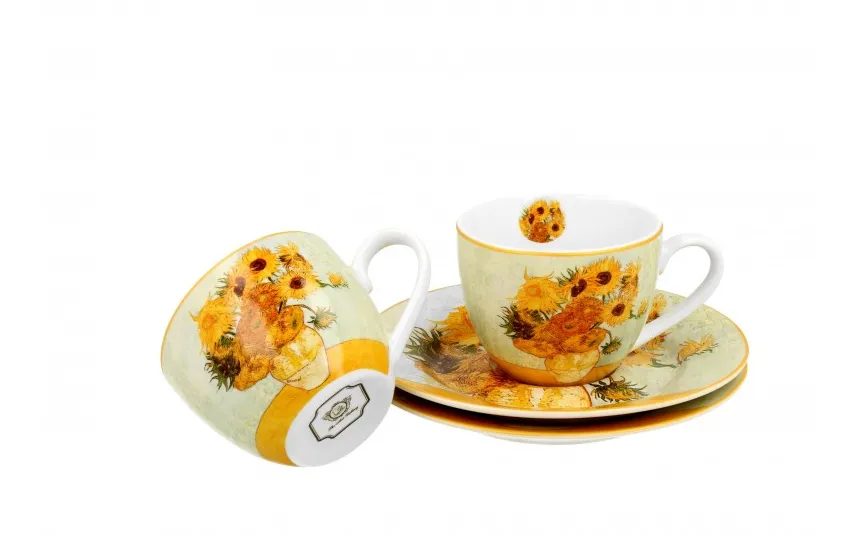 Duo Zestaw 2 filiżanek do espresso 100 ml + spodki Sunflowers New