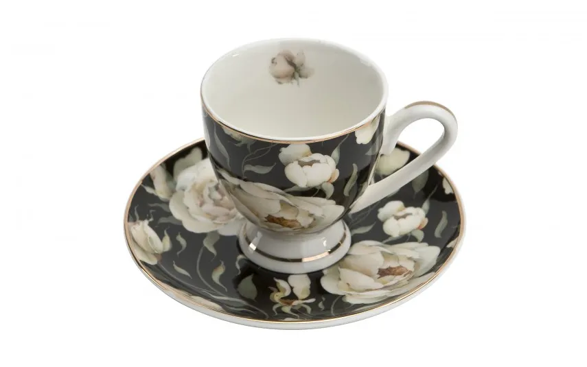 Duo Zestaw 2 filiżanek do espresso 90 ml English Roses Black Discount
