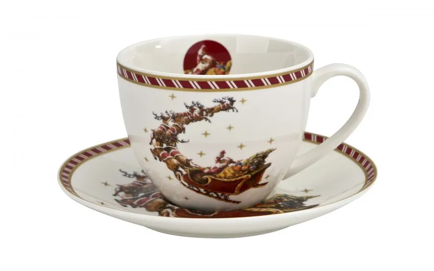Duo Zestaw 2 Filiżanek 280ml ze spodkami SANTA ON SLEIGH Best