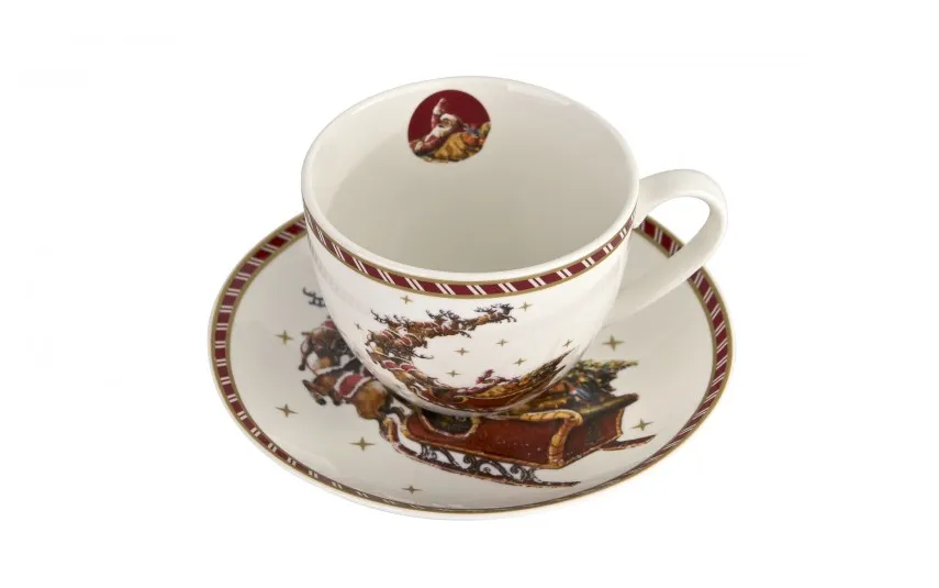 Duo Zestaw 2 Filiżanek 280ml ze spodkami SANTA ON SLEIGH Best