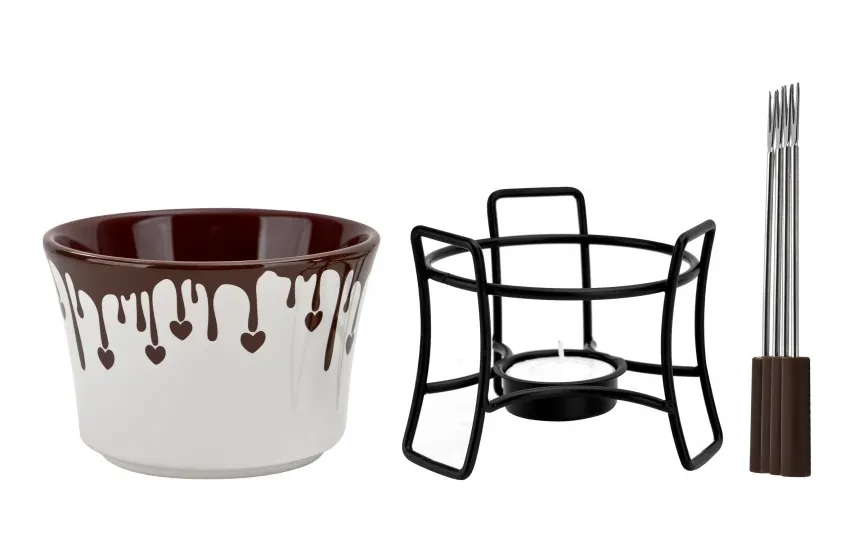 Banquet Zestaw do fondue czekoladowego + widelczyki Choco Dark Outlet
