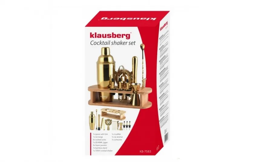 Klausberg Zestaw przyborów barowych KB-7583 złoty kolor Outlet